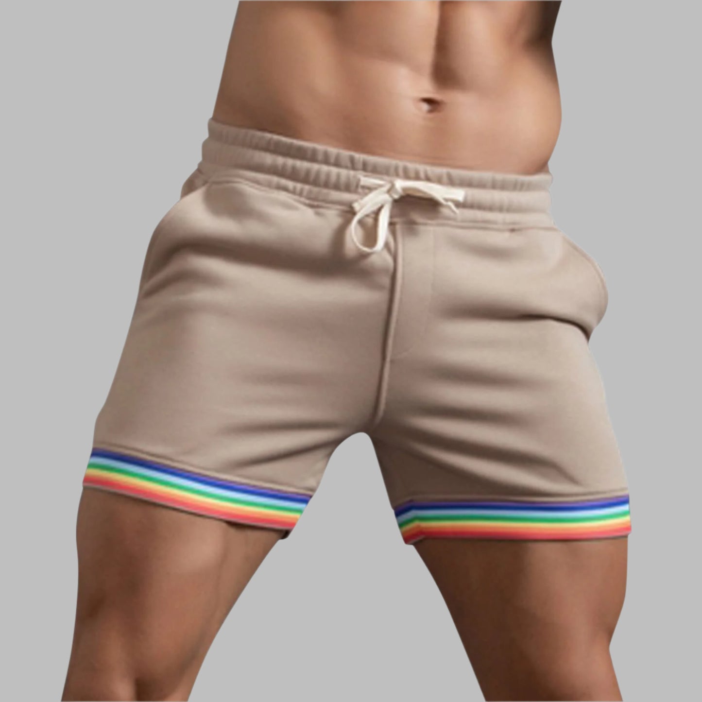 Hommes - Short en coton arc-en-ciel - Mode estivale colorée - Confort et style - Pantalon tendance
