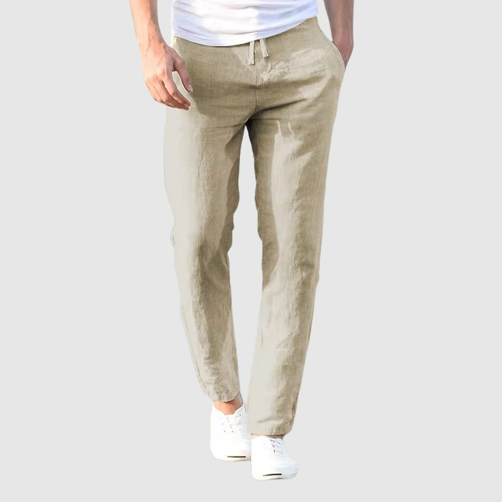 Hommes - Pantalon de lin décontracté - Tissu respirant - Style estival - Confort optimal pour vos journées ensoleillées