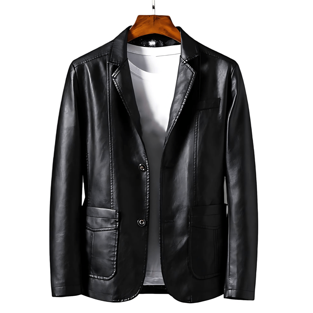 Hommes - Veste - Simili-cuir - Boutonnée avec revers - Élégante et tendance pour un style moderne