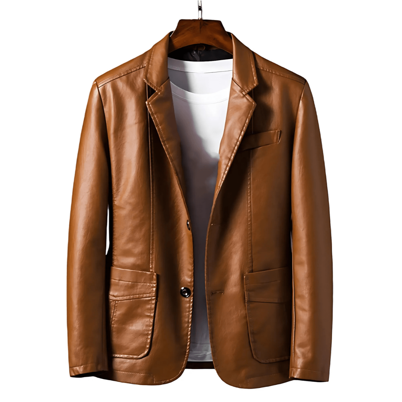 Hommes - Veste - Simili-cuir - Boutonnée avec revers - Élégante et tendance pour un style moderne