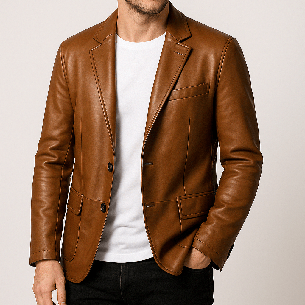 Hommes - Veste - Simili-cuir - Boutonnée avec revers - Élégante et tendance pour un style moderne