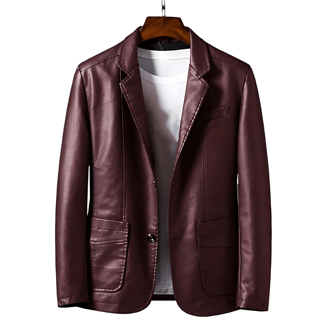Hommes - Veste - Simili-cuir - Boutonnée avec revers - Élégante et tendance pour un style moderne