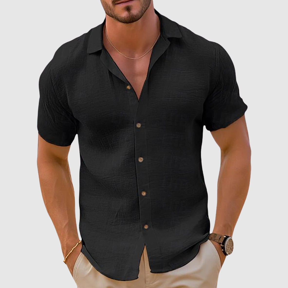 Hommes - Chemise en Lin - Tissu Léger et Respirant - Idéale pour l'Été