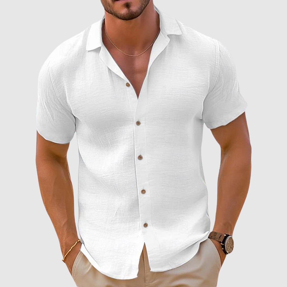 Hommes - Chemise en Lin - Tissu Léger et Respirant - Idéale pour l'Été