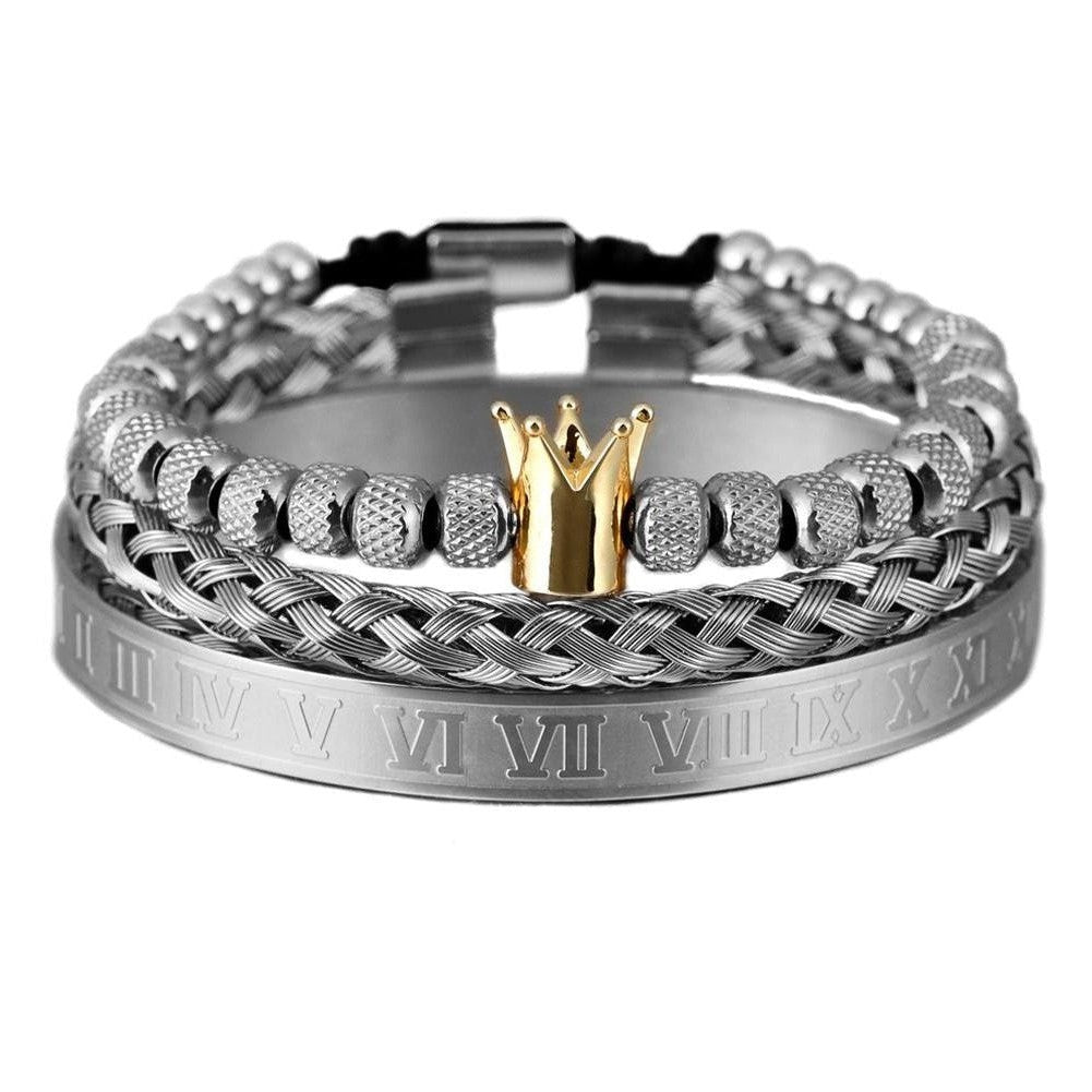 Homme - Bracelet en chiffres royaux - Acier inoxydable - Design élégant et unique - Accessoire tendance