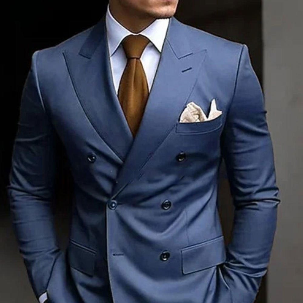 Hommes - Costume de cérémonie à double boutonnage - Tenue en tissu élégant - Idéal pour invités de mariage