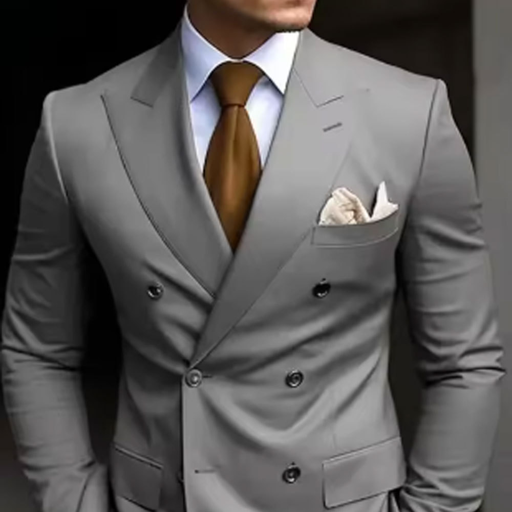Hommes - Costume de cérémonie à double boutonnage - Tenue en tissu élégant - Idéal pour invités de mariage