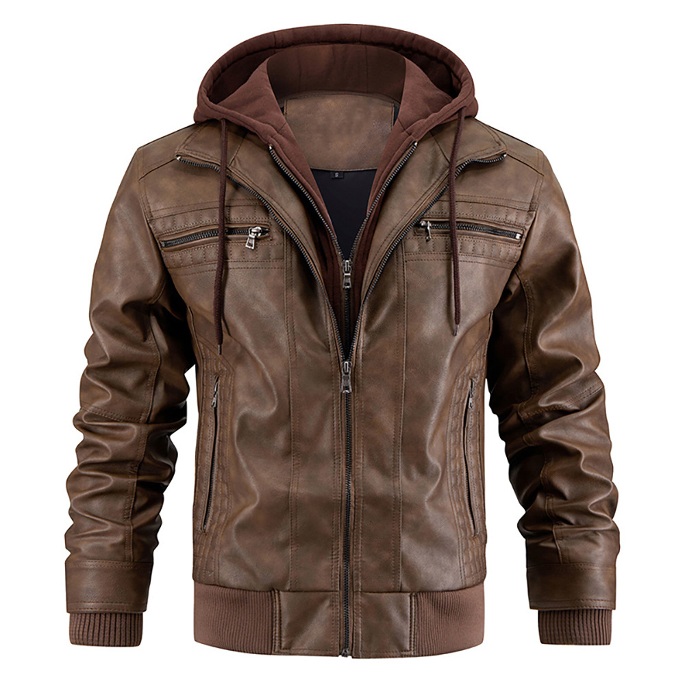 Hommes - Veste de motard avec capuche - Tissu confortable - Vêtement d'extérieur élégant et tendance