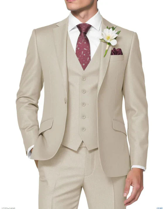 Hommes - Costume d'été trois pièces - Tissu léger - Tenue élégante - Pour invités de mariage