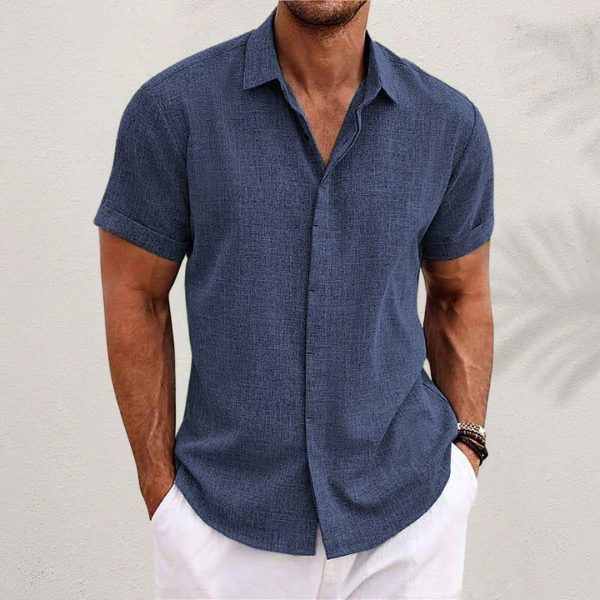Hommes - Chemise légère à manches courtes - Respirante et élégante - Idéale pour l'été et les sorties décontractées