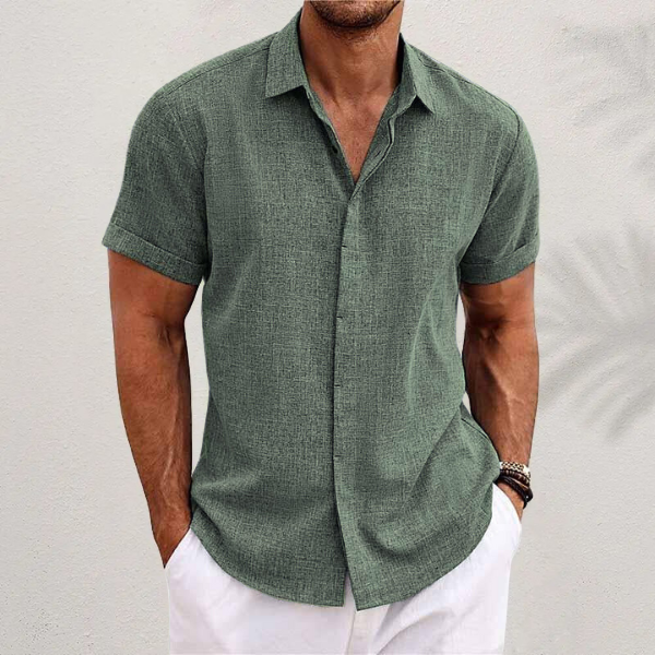 Hommes - Chemise légère à manches courtes - Respirante et élégante - Idéale pour l'été et les sorties décontractées