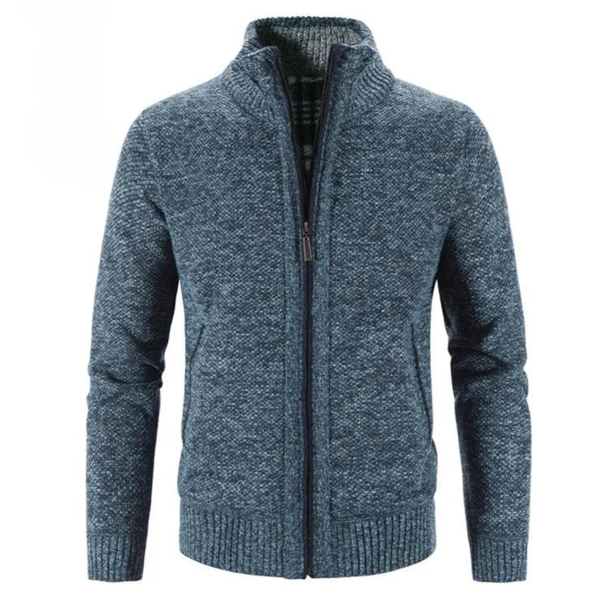 Hommes - Cardigan Zippé - Maille - Col Rond Structuré - Confort et Élégance au Quotidien