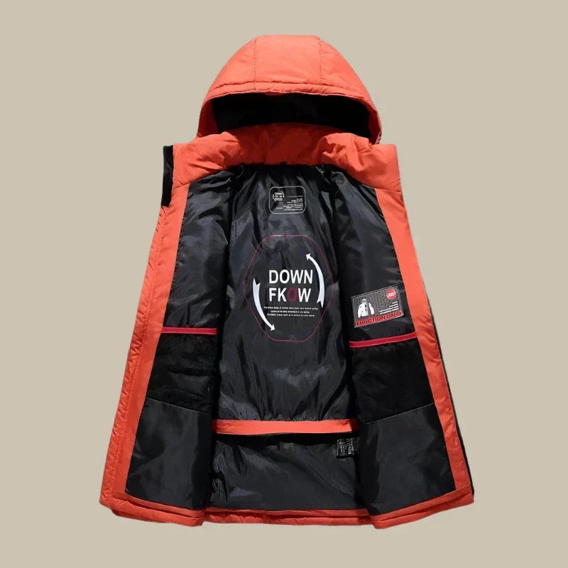 Hommes - Veste d'hiver - Tissu imperméable - Manteau rembourré chaud avec capuche - Veste d'hiver confortable