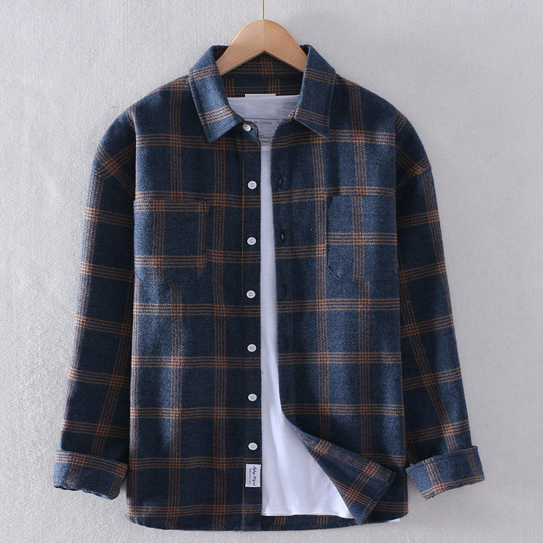 Hommes - Chemise classique à carreaux - Mélange de polyester - Manches longues - Élégance décontractée