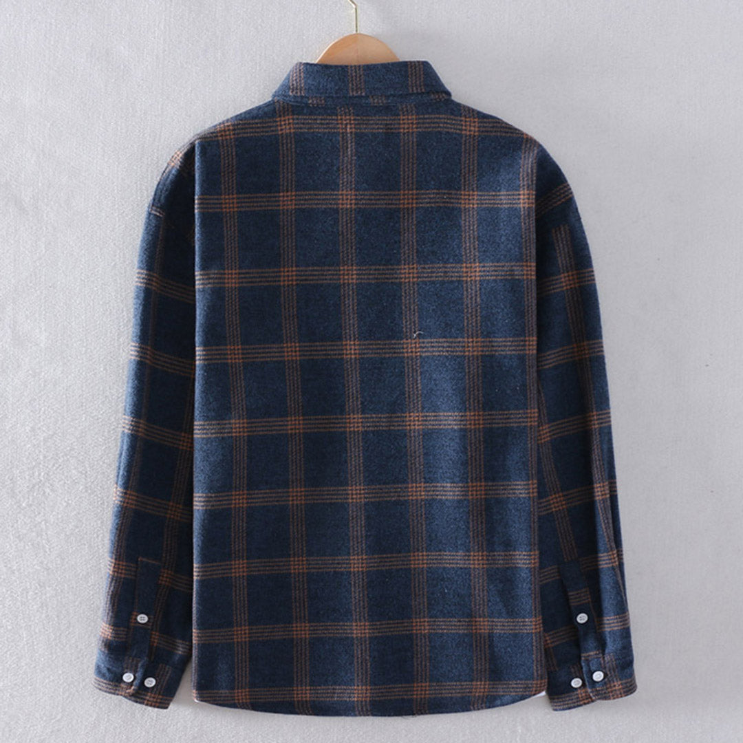 Hommes - Chemise classique à carreaux - Mélange de polyester - Manches longues - Élégance décontractée