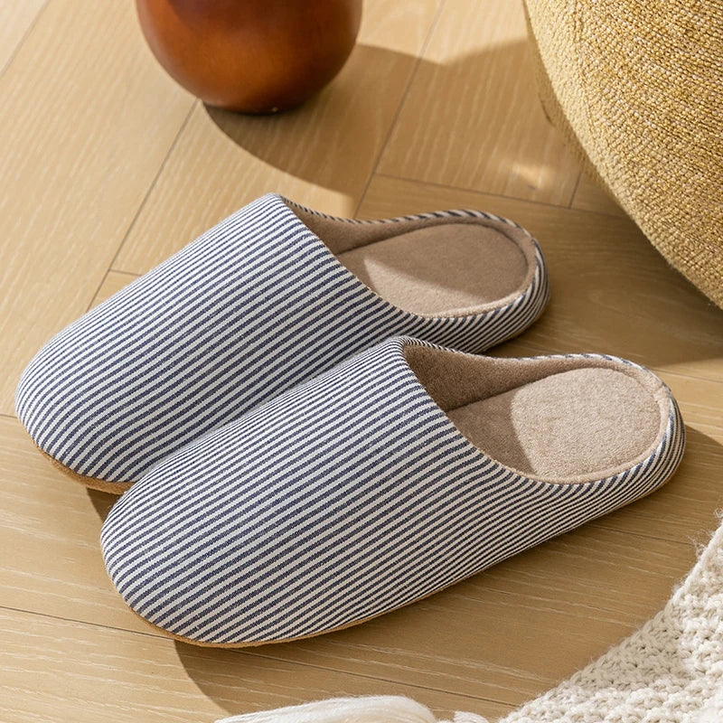 Hommes - Chaussons rayés - Tissu doux - Confortables chaussures d'intérieur - Parfaits pour la détente