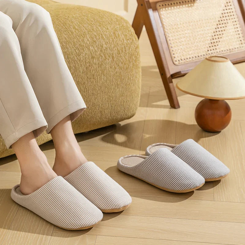 Hommes - Chaussons rayés - Tissu doux - Confortables chaussures d'intérieur - Parfaits pour la détente