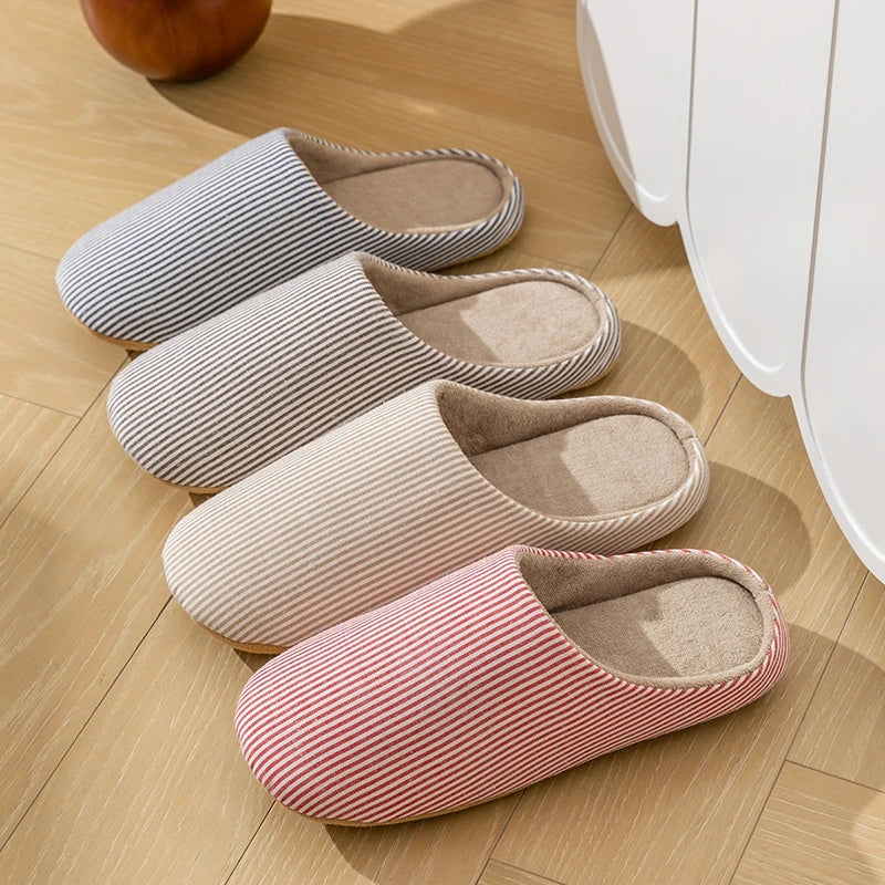 Hommes - Chaussons rayés - Tissu doux - Confortables chaussures d'intérieur - Parfaits pour la détente