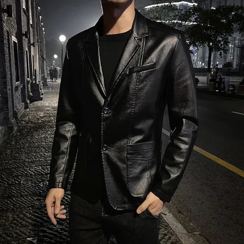 Hommes - Blazer en cuir - Élégant et intemporel - Veste en cuir pour un look sophistiqué