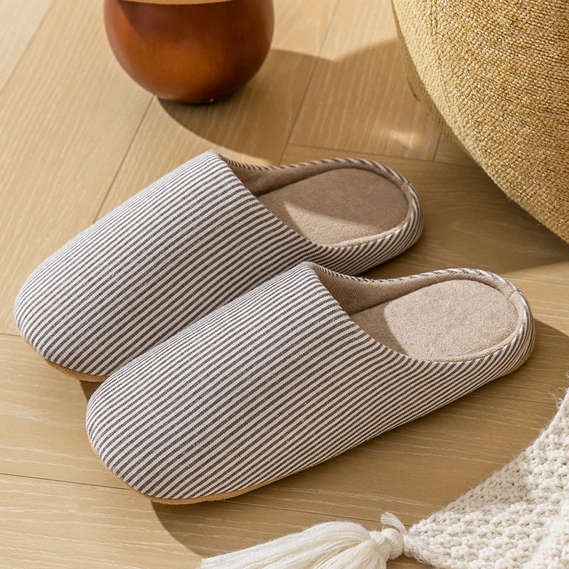 Hommes - Chaussons rayés - Tissu doux - Confortables chaussures d'intérieur - Parfaits pour la détente