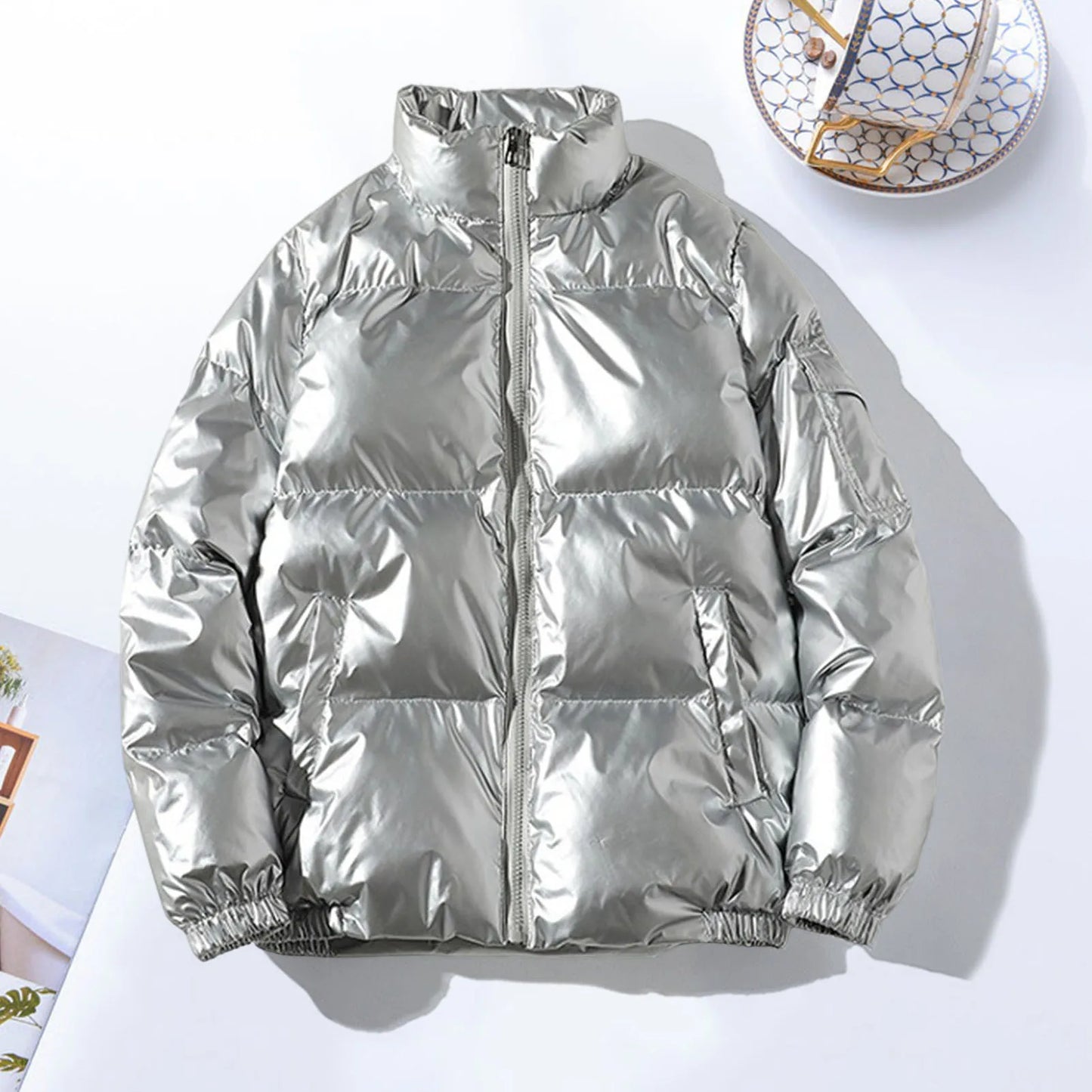 Hommes - Veste d'hiver en duvet - Finition brillante - Vêtement extérieur chaud et élégant - Mode masculine confortable
