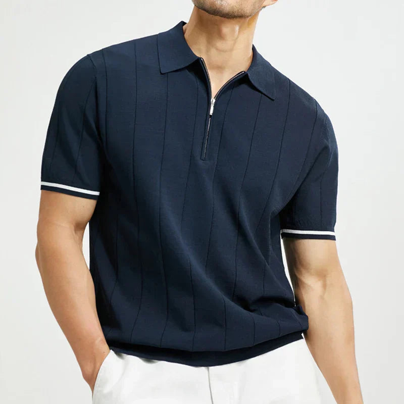 Hommes - Polo zippé confortable - Mélange de coton - Élégance décontractée pour toutes les occasions