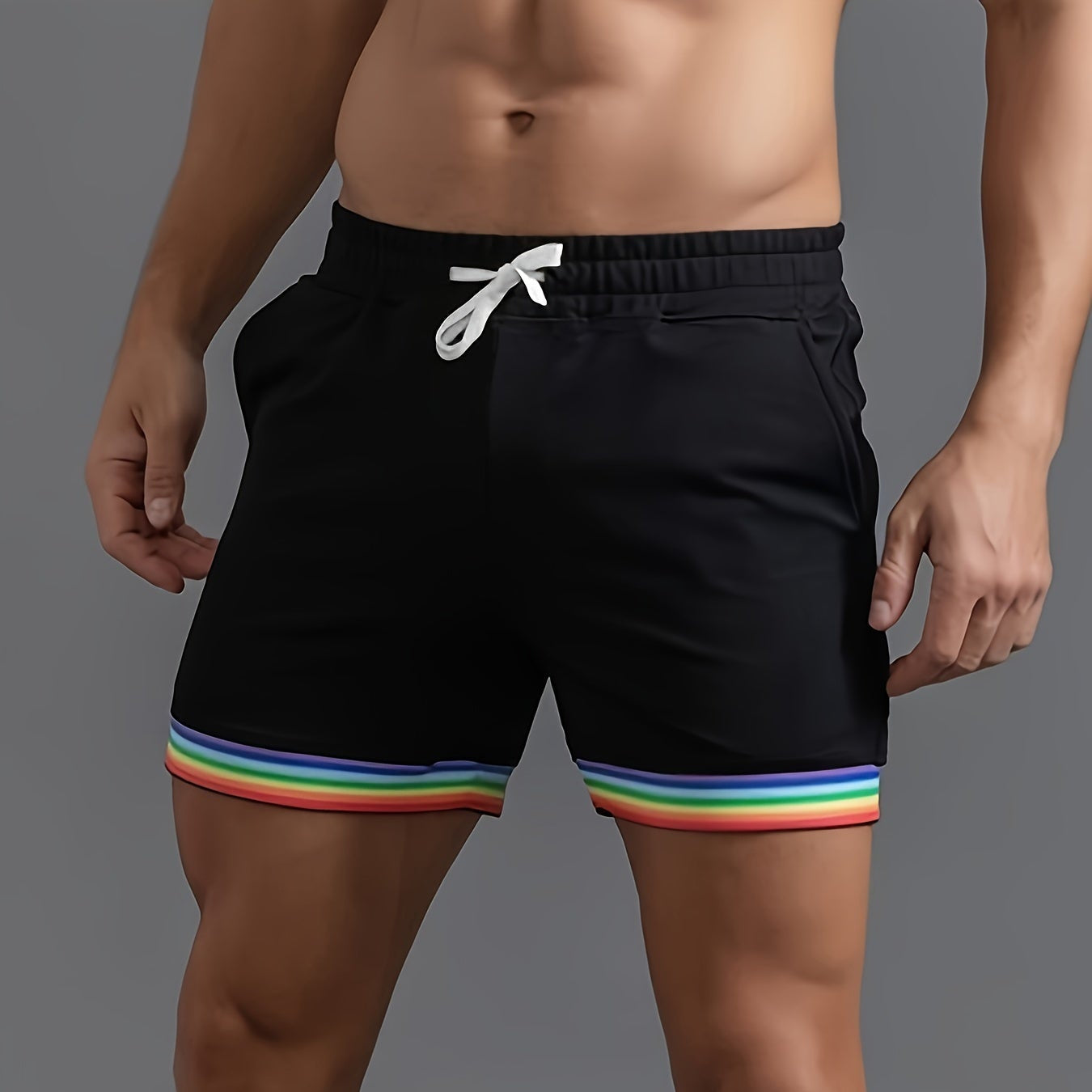 Hommes - Short en coton arc-en-ciel - Mode estivale colorée - Confort et style - Pantalon tendance