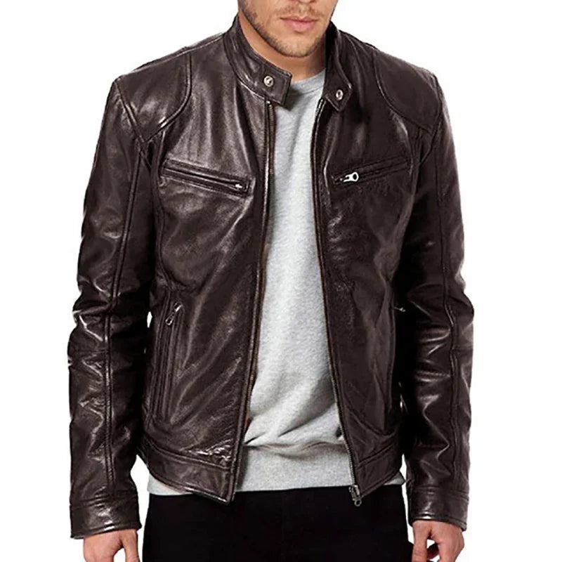 Hommes - Veste de motard décontractée - Matériaux durables - Veste en cuir pour un style intemporel