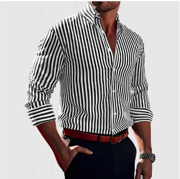 Hommes - Chemise Boutonnée Décontractée - Élégante et Confortable en Coton - Style Décontracté