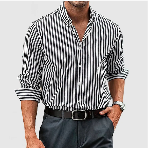 Hommes - Chemise Boutonnée Décontractée - Élégante et Confortable en Coton - Style Décontracté