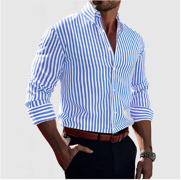 Hommes - Chemise Boutonnée Décontractée - Élégante et Confortable en Coton - Style Décontracté