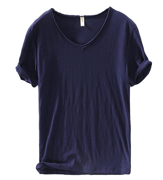 Hommes - Chemise à col en V - Mélange coton-linium - Élégance décontractée pour toutes les occasions