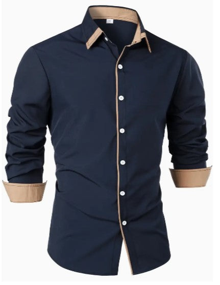 Hommes - Chemise décontractée à manches longues - Mélange de coton léger et respirant - Idéale pour un usage quotidien