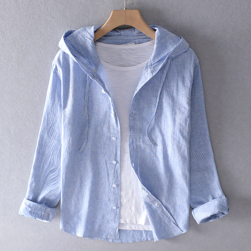 Hommes - Chemise à capuche légère - Lin - Top d'été décontracté et respirant pour un style estival