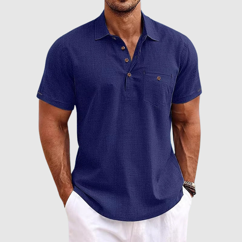 Hommes - Polo - Lin Léger - Élégance Essentielle pour l'Été - Tissu Confortable et Respirant