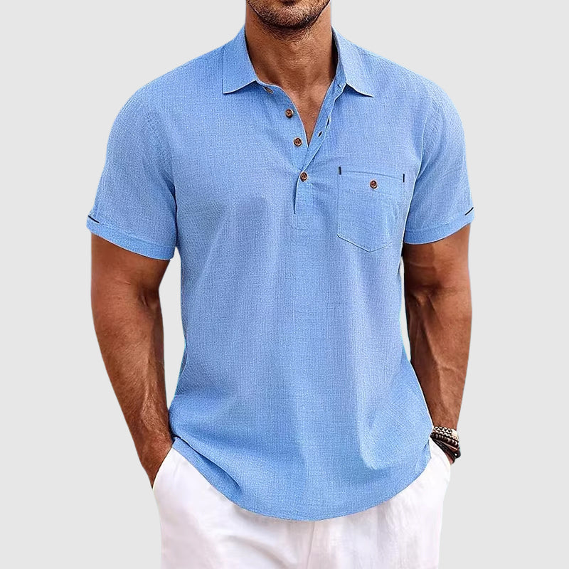 Hommes - Polo - Lin Léger - Élégance Essentielle pour l'Été - Tissu Confortable et Respirant