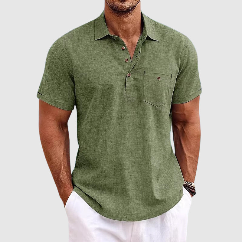 Hommes - Polo - Lin Léger - Élégance Essentielle pour l'Été - Tissu Confortable et Respirant