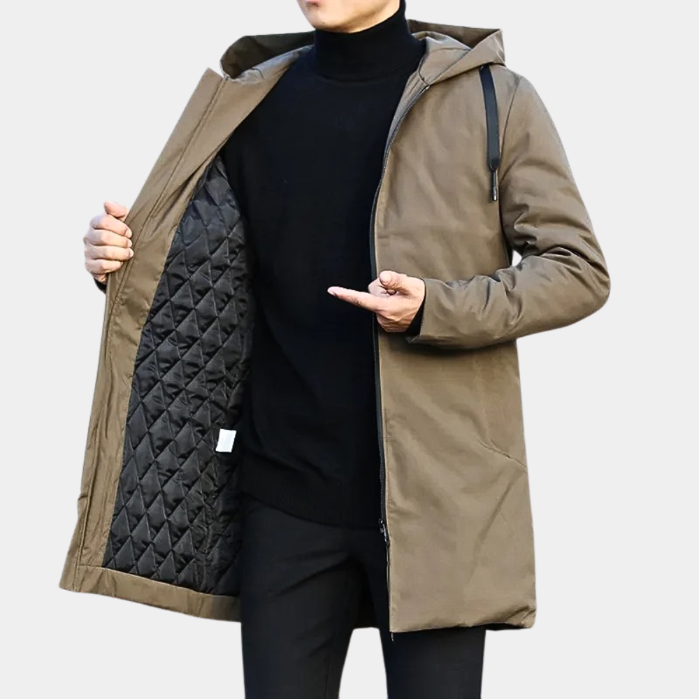 Hommes - Veste de pluie - Imperméable - Doublure douillette - Style hivernal élégant - Parfait pour le temps froid