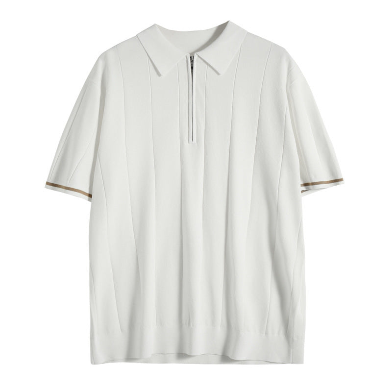 Hommes - Polo zippé confortable - Mélange de coton - Élégance décontractée pour toutes les occasions