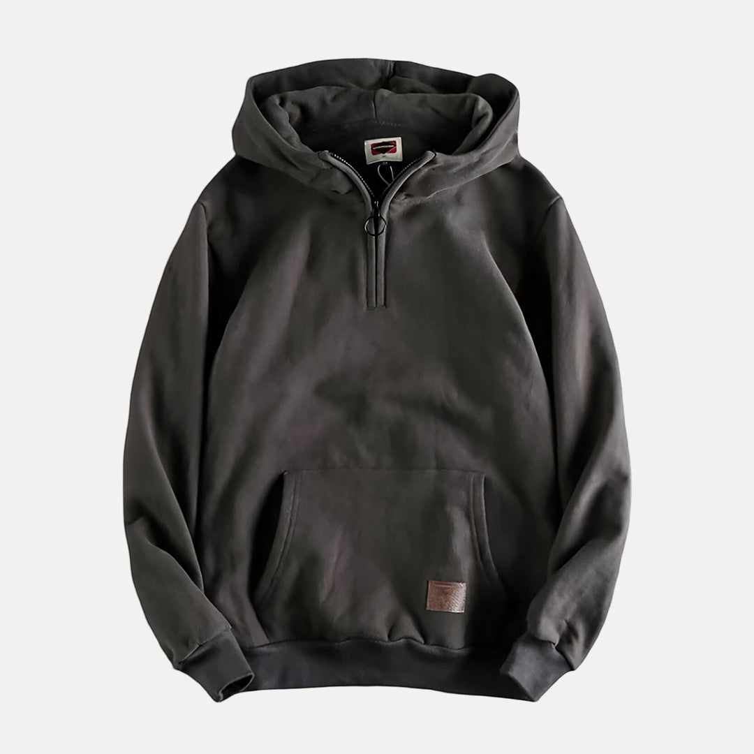 Hommes - Sweat à capuche demi-zippé - Tissu chaud - Coupe décontractée - Superposition confortable