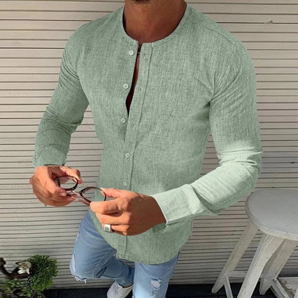 Hommes - Chemise en coton à manches longues - Design élégant et confortable - Mode essentielle et respirante