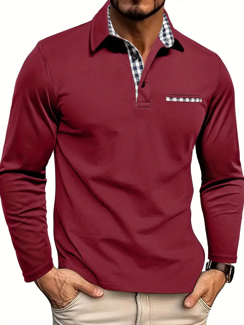 Hommes - Polo d'été classique à manches longues - Coton mélangé confortable - Mode décontractée pour homme