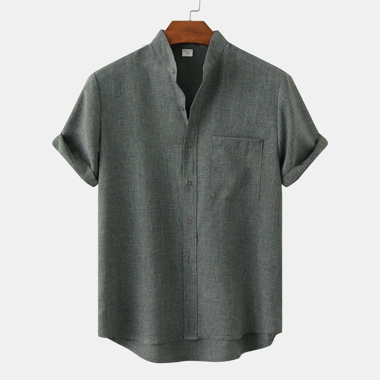 Hommes - Chemise en lin à manches courtes avec revers - Élégance décontractée pour l'été - Mode masculine