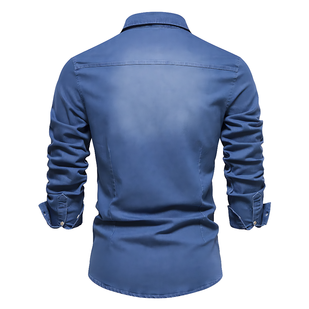 Homme - Chemise en adaptatif - Denim de coton Coupe ajustée pour le confort et le style - Parfaite pour les tenues décontractées