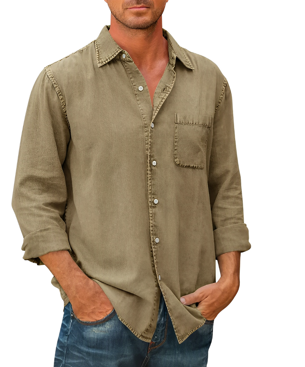 Hommes - Chemise en Jean Classique - Tissu de Coton Durable - Mode Écologique et Intemporelle