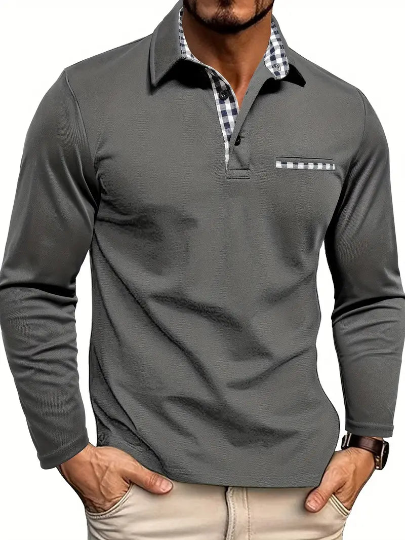 Hommes - Polo d'été classique à manches longues - Coton mélangé confortable - Mode décontractée pour homme