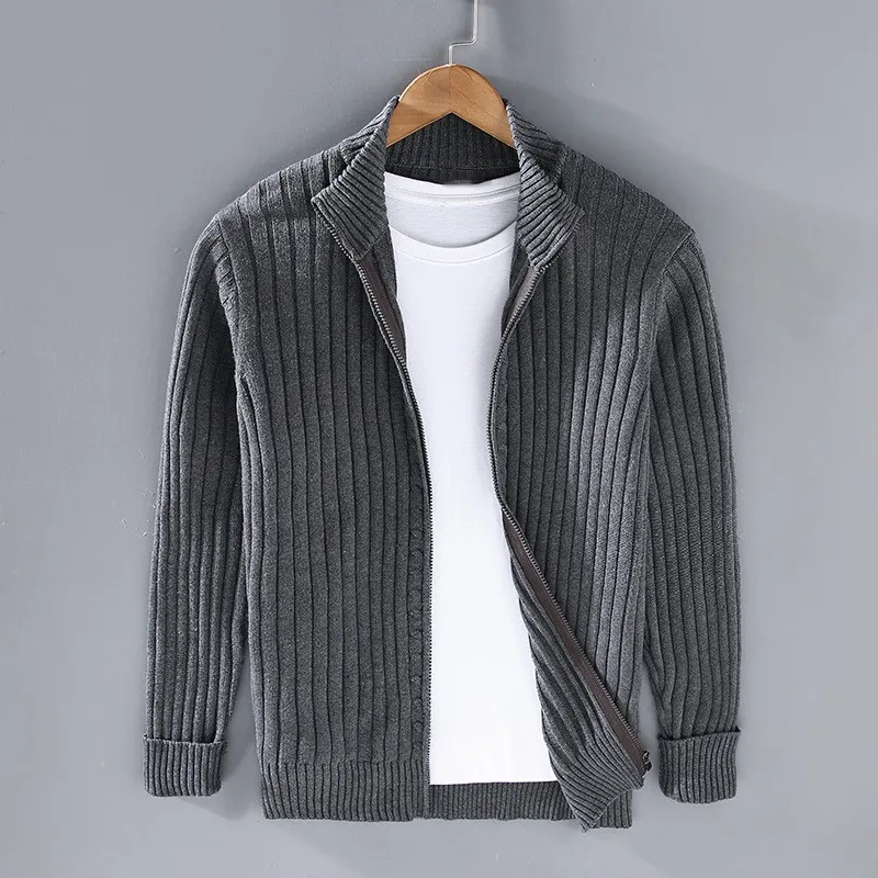 Hommes - Cardigan en tricot côtelé - Maille côtelée - Ouvert sur le devant - Élégance et confort au quotidien