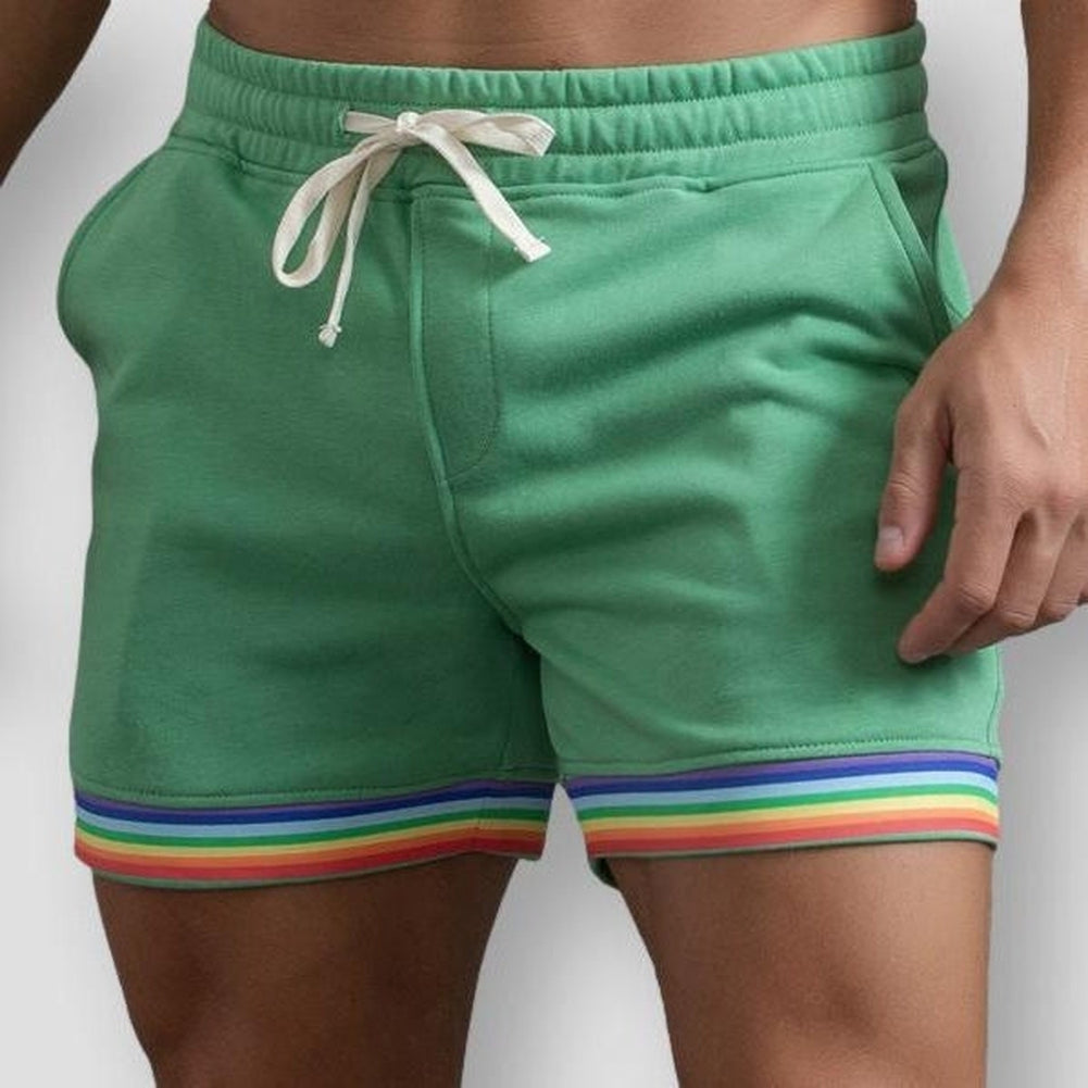 Hommes - Short en coton arc-en-ciel - Mode estivale colorée - Confort et style - Pantalon tendance
