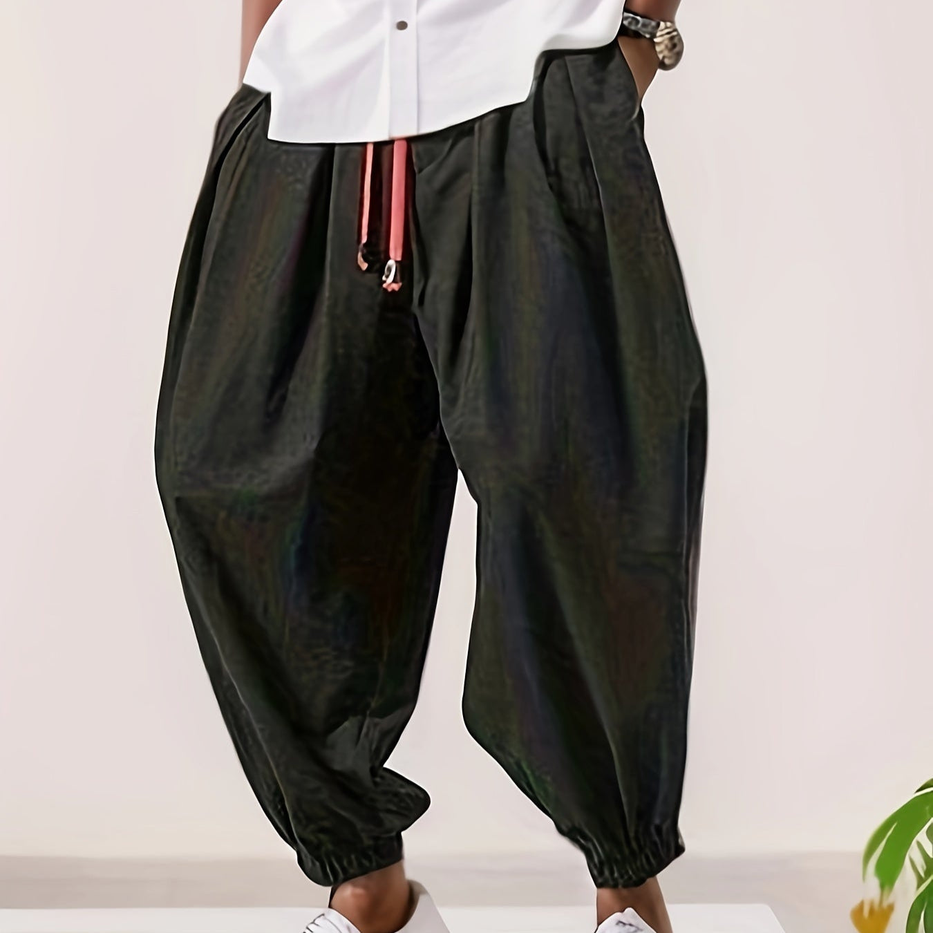 Homme - Pantalon de harem - Lin léger - Confortable et élégant pour un look décontracté
