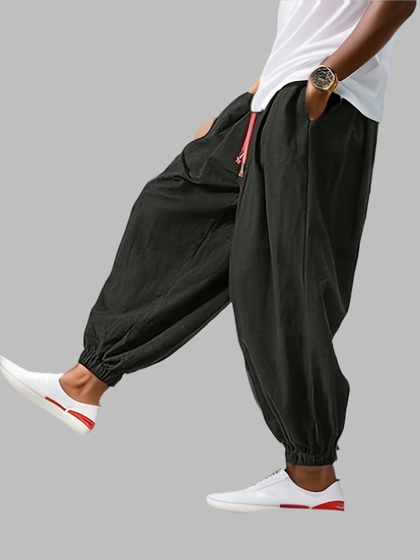 Homme - Pantalon de harem - Lin léger - Confortable et élégant pour un look décontracté